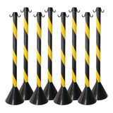 Kit 8 Pedestal Organizador Fila Postinho Lotérica Balizador Cor Do Pedestal Preto E Amarelo