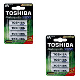 Kit 8 Pilhas Recarregáveis Aa Toshiba