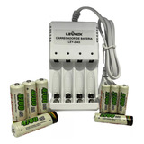 Kit 8 Pilhas Recarregável Aa/aaa + Carregador Rápido Bivolt