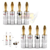 Kit 8 Plug Banana Nakamichi 24k Caixa Receiver Home Theater