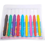 Kit 9 Agulhas De Crochê Com Cabo Emborrachado Cor Colorido