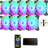 Kit 9 Cooler Fan Rgb 120mm Gamer Controlador Ventoinha Argb