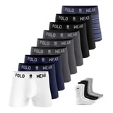 Kit 9 Cuecas Boxer Adulto Masculinas Adulto Box + 6 Meias