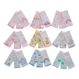 Kit 9 Un Babete Boca Bordado Fraldinha Algodão Menino Menina