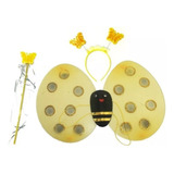 Kit Abelhinha Infantil Com Asa Fantasia Tiara Varinha