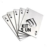 Kit Abridor De Garrafa Carta Baralho Naipe Poker 5un Inox