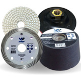 Kit Acabamento 45 Porcelanato Rebolo Lixa Suporte Disco