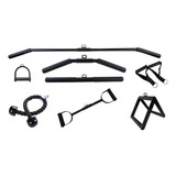 Kit Academia Puxador Pulley Reto Curvo Costas Corda Polia