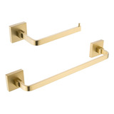 Kit Acessório Quadrado Aço Inox Dourado Fosco Ban 2 Peças