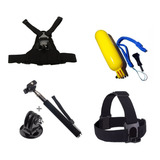 Kit Acessórios 5 Gopro Suporte Peito Cabeça Bastão Flutuante