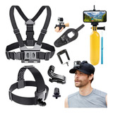 Kit Acessórios 5 Gopro Suporte Peito Cabeça Bastão Flutuante