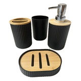 Kit Acessórios Banheiro Porta Sabonete Liquido 4pçs Escova