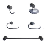 Kit Acessorios Banheiro Redondo C-40 5 Peças Preto