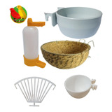 Kit Acessórios Gaiola Passaros Ninho Canário Porta Ovo Aves