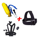 Kit Acessórios Gopro Suporte Peito Cabeça Bastão Flutuante