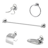 Kit Acessórios P/ Banheiro Aço Inox 5 Peças Cor Prateado Dna Metais