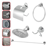 Kit Acessórios P/ Banheiro Aço Inox 5 Peças