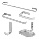 Kit Acessorios Para Banheiro Com 5 Peças Quadrado Inox