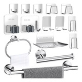 Kit Acessórios Para Banheiro Lavabo Toalheiros Aço Inox 15peças