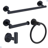 Kit Acessórios Para Banheiro Redondo Preto Black 4 Peças