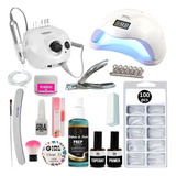 Kit Acrigel Unha Cabine Estufa Sun Led Uv Lixadeira Fibra 