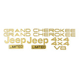 Kit Adesivo Emblema 3d Resinado Jeep Gran Cherokee V8 Ouro