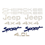 Kit Adesivo Emblema Resinado Jeep Cherokee Sport Cromado