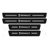 Kit Adesivo Soleira De Porta Carro Renault Fibra De Carbono