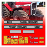 Kit Adesivos Compatível Faixas Trator Mf 680 Turbo R479