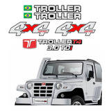 Kit Adesivos Emblema Troller T4 4x4 Diesel 3.0 Tdi 2011 Completo Carro Prata Trl09
