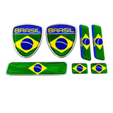Kit Adesivos Emblemas Bandeiras Brasil Resinados