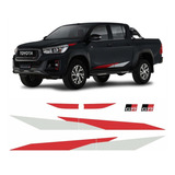 Kit Adesivos Lateral E Emblema Hilux Gr Sport V6 Preta Gr03
