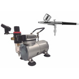Kit Aerografia Compressor C/ Filtro + Aerógrafo Bc61 0,2mm