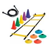 Kit Agilidade 05 Pratos + 05 Cones + Escada + Corda Pular