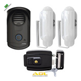 Kit Agl Interfone Slim S100 Com 2 Fones + Fechadura Elétrica