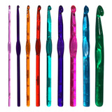 Kit Agulha Crochê Acrílica Círculo 9 Un Colorida 3mm A 12mm