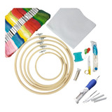 Kit Agulha Magica Ponto Russo + Bastidor + Linhas 50 Cores