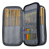 Kit Agulhas De Tricô Crochê + Acessórios + Estojo 74 Peças