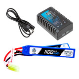 Kit Airsoft Carregador Bateria Lipo 1100mah