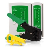 Kit Alicate Crimpador Rj45 Rj11 + Testador Cabo De Rede Lan