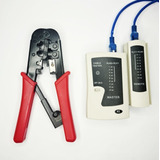 Kit Alicate Grimpar Rj11 Rj45 C/ Catraca + Testador Cabos Mf