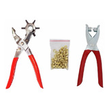 Kit Alicate Vazador Couro + Alicate P/ Ihós Com 100 Ilhoses