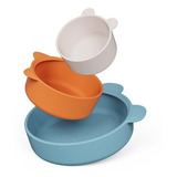 Kit Alimentação Bebê / Infantil Prato E Bowls De Silicone