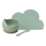 Kit Alimentação Bebê 3 Peças Jogo Americano Bowl Colher Buba Cor Verde Kit 3 Peças - Verde