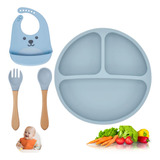 Kit Alimentação Bebê Prato Silicone Ventosa