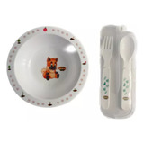 Kit Alimentação Bebê Tigelinha Bowl Colher Garfo Com Estojo