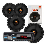 Kit Alto Falantes Automotivo 200wrms+ Rádio Bluetooth Mp3