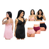 Kit Amamentação 2 Camisola + 2 Sutiã + 3 Calcinha Pós Parto 