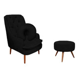 Kit Amamentação Poltrona, Puff E Almofada Suede Preto