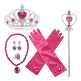 Kit Ana Frozen Acessórios C/ Luvas, Brinco, Coroa E Varinha Cor Lilás